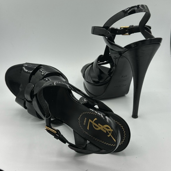 YSL TRIBUTE PUMPS BLACK 37.5 PATENT LEATHER - Picture 4 of 5